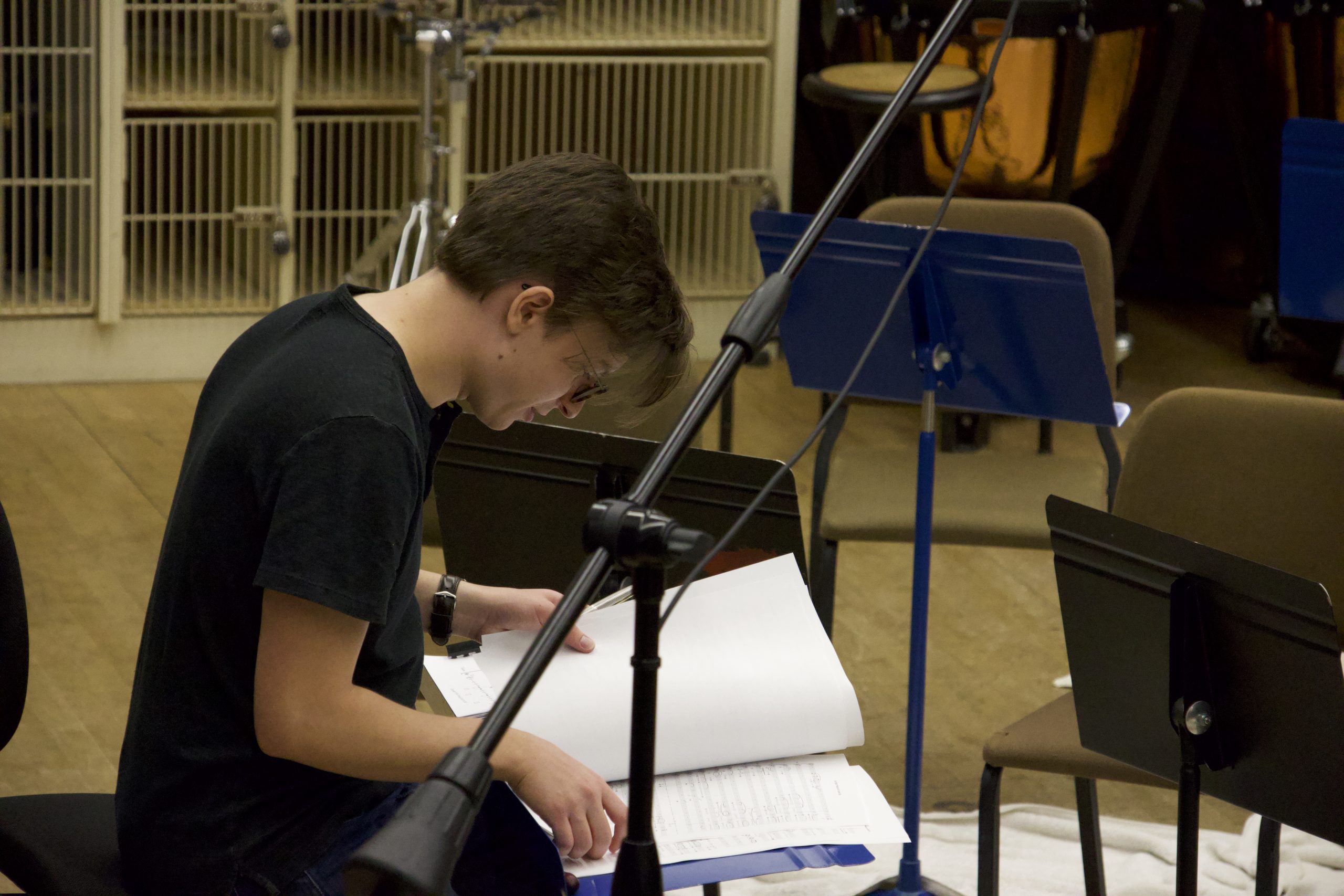 Theo looking over score
